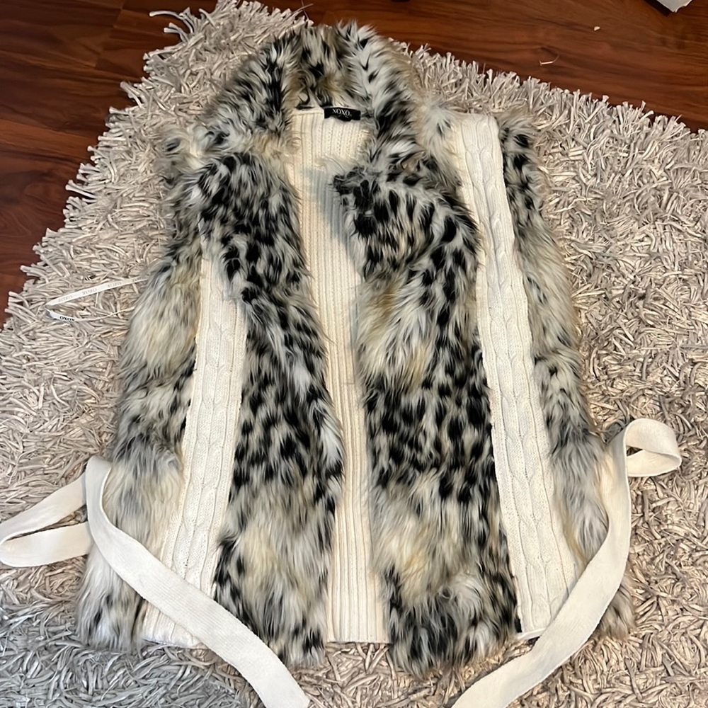 Animal print/knit sweater vest